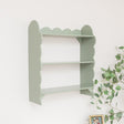 Sage Green Scalloped Wall Shelf with 3 Shelf Units