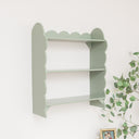 Sage Green Scalloped Wall Shelf with 3 Shelf Units