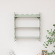 Sage Green Scalloped Wall Shelf with 3 Shelf Units