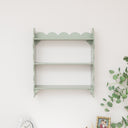 Sage Green Scalloped Wall Shelf with 3 Shelf Units