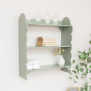 Sage Green Scalloped Wall Shelf with 3 Shelf Units