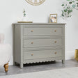 Large Scalloped 3 Drawer Chest of Drawers - Staunton Taupe Range - Damaged Seconds