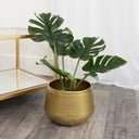 Scalloped Hallway Clearance Bundle - Wine Red Sideboard, Gold Wall Mirror, Round Gold Planter &amp; Oval Coir Door Mat
