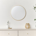 Scalloped Hallway Clearance Bundle - Wine Red Sideboard, Gold Wall Mirror, Round Gold Planter &amp; Oval Coir Door Mat