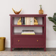 Scalloped Hallway Clearance Bundle - Wine Red Sideboard, Gold Wall Mirror, Round Gold Planter &amp; Oval Coir Door Mat