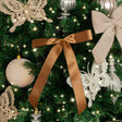Set of 10 Chocolate Brown Satin Christmas Bow Decorations