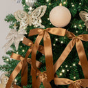 Set of 10 Chocolate Brown Satin Christmas Bow Decorations