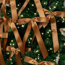 Set of 10 Chocolate Brown Satin Christmas Bow Decorations