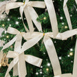 Set of 10 Ivory Satin Christmas Bow Decorations