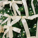 Set of 10 Ivory Satin Christmas Bow Decorations