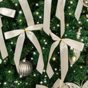 Set of 10 Ivory Satin Christmas Bow Decorations