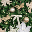 Set of 10 Ivory Satin Christmas Bow Decorations