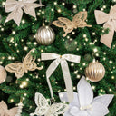 Set of 10 Ivory Satin Christmas Bow Decorations