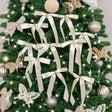 Set of 10 Ivory Satin Christmas Bow Decorations