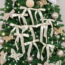 Set of 10 Ivory Satin Christmas Bow Decorations