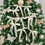 Set of 10 Ivory Satin Christmas Bow Decorations