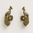 Set of 2 Antique Brass Gold Metal Peacock Curtain Tie Backs