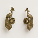 Set of 2 Antique Brass Gold Metal Peacock Curtain Tie Backs