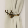 Set of 2 Antique Gold Metal Reindeer Curtain Tie Backs