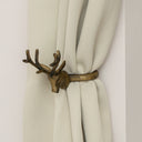 Set of 2 Antique Gold Metal Reindeer Curtain Tie Backs