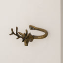 Set of 2 Antique Gold Metal Reindeer Curtain Tie Backs