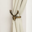 Set of 2 Antique Gold Metal Reindeer Curtain Tie Backs