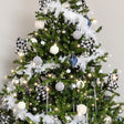 Set of 2 Black &amp; White Checked Bow Decorations - 17cm
