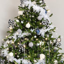 Set of 2 Black &amp; White Checked Bow Decorations - 17cm