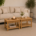 Set of 2 Bohemian Natural Mango Wood Side / Coffee Tables - Freya Wood Range