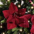 Set of 2 Dark Red Poinsettia Pick Decorations - 28cm