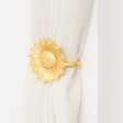 Set of 2 Gold Metal Sunflower Wall Mounted Tie Backs