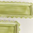 Set of 2 Green Enamel Embossed Scalloped Tray