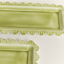 Set of 2 Green Enamel Embossed Scalloped Tray
