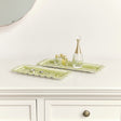 Set of 2 Green Enamel Embossed Scalloped Tray