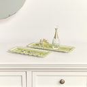 Set of 2 Green Enamel Embossed Scalloped Tray