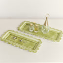 Set of 2 Green Enamel Embossed Scalloped Trays