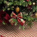 Set of 2 Green &amp; Red Tartan Decorative Bow - 24cm