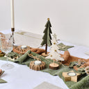 Set Of 2 Large Beige &amp; Green Wool Table Runners - 140cm