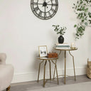 Set of 2 Metal Gold Mirrored Top Side Tables