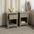 Set Of 2 One Drawer Scalloped Bedside Tables - Staunton Taupe Range