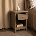 Set Of 2 One Drawer Scalloped Bedside Tables - Staunton Taupe Range