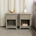 Set Of 2 One Drawer Scalloped Bedside Tables - Staunton Taupe Range