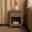 Set Of 2 One Drawer Scalloped Bedside Tables - Staunton Taupe Range