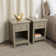 Set Of 2 One Drawer Scalloped Bedside Tables - Staunton Taupe Range