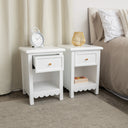 Set Of 2 One Drawer Scalloped Bedside Tables - Staunton White Range
