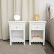 Set Of 2 One Drawer Scalloped Bedside Tables - Staunton White Range