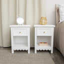 Set Of 2 One Drawer Scalloped Bedside Tables - Staunton White Range
