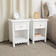 Pair of One Drawer Scalloped Bedside Tables - Staunton White Range