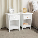 Pair of One Drawer Scalloped Bedside Tables - Staunton White Range