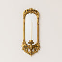 Set of 2 Ornate Antique Gold Mirrored Candle Sconces